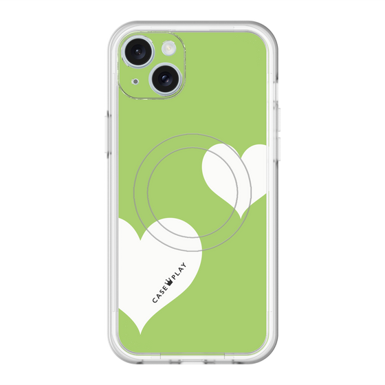 スリムプロテクションプレミアムケース with MagSafe［ Two Hearts - Green ］