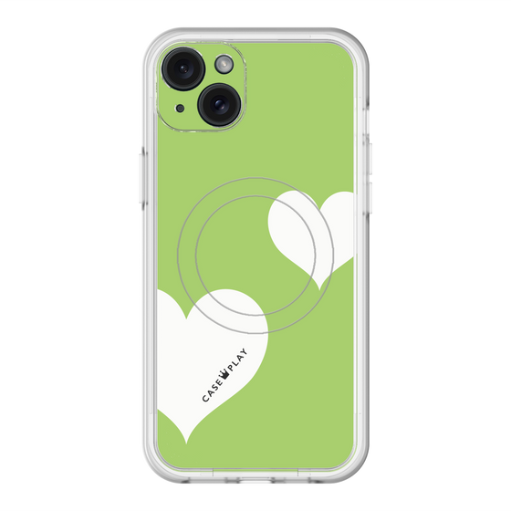 スリムプロテクションプレミアムケース with MagSafe［ Two Hearts - Green ］