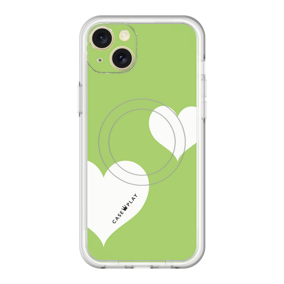 スリムプロテクションプレミアムケース with MagSafe［ Two Hearts - Green ］