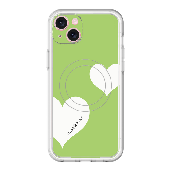 スリムプロテクションプレミアムケース with MagSafe［ Two Hearts - Green ］