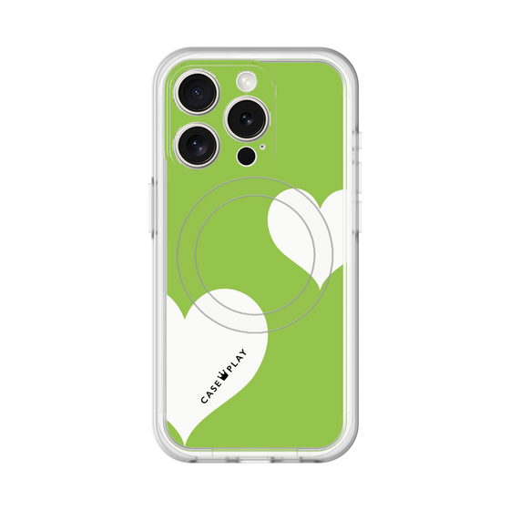 スリムプロテクションプレミアムケース with MagSafe［ Two Hearts - Green ］