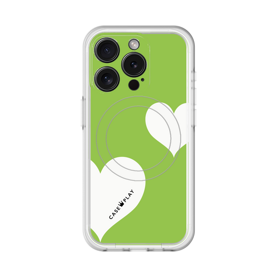 スリムプロテクションプレミアムケース with MagSafe［ Two Hearts - Green ］