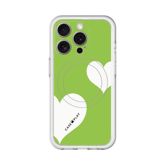 スリムプロテクションプレミアムケース with MagSafe［ Two Hearts - Green ］