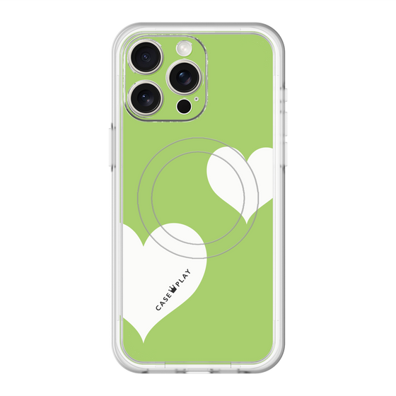 スリムプロテクションプレミアムケース with MagSafe［ Two Hearts - Green ］
