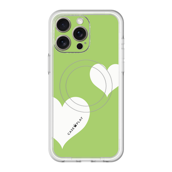 スリムプロテクションプレミアムケース with MagSafe［ Two Hearts - Green ］
