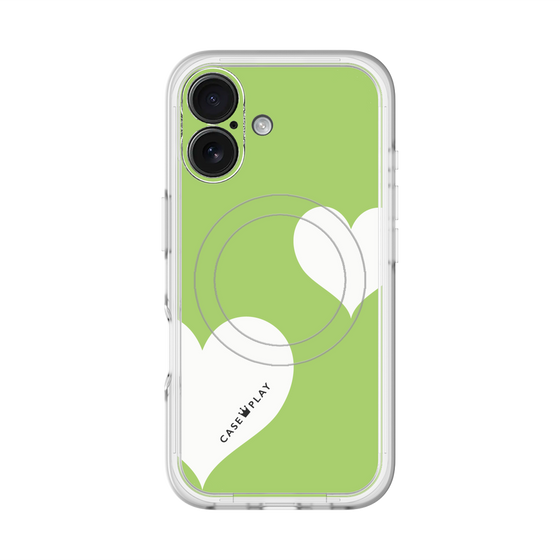 スリムプロテクションプレミアムケース with MagSafe［ Two Hearts - Green ］