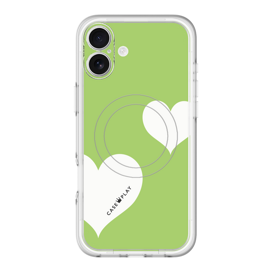 スリムプロテクションプレミアムケース with MagSafe［ Two Hearts - Green ］