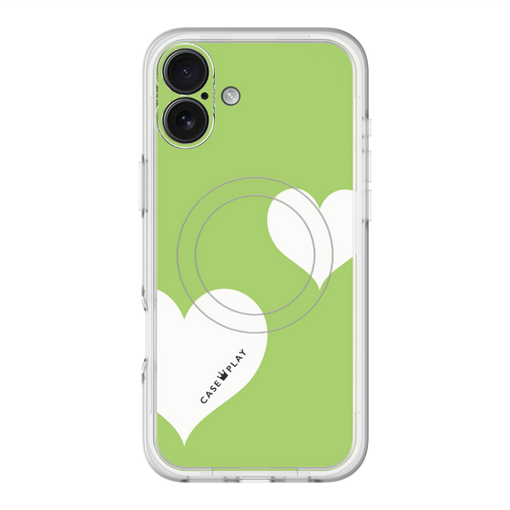 スリムプロテクションプレミアムケース with MagSafe［ Two Hearts - Green ］