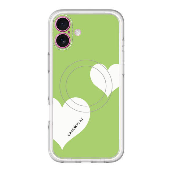 スリムプロテクションプレミアムケース with MagSafe［ Two Hearts - Green ］