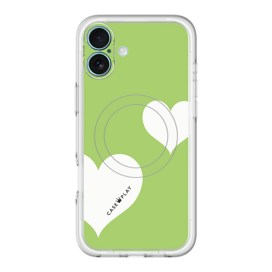 スリムプロテクションプレミアムケース with MagSafe［ Two Hearts - Green ］
