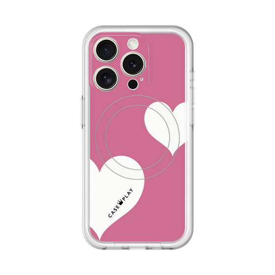 スリムプロテクションプレミアムケース with MagSafe［ Two Hearts - Pink ］