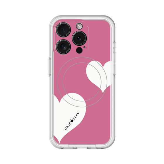 スリムプロテクションプレミアムケース with MagSafe［ Two Hearts - Pink ］