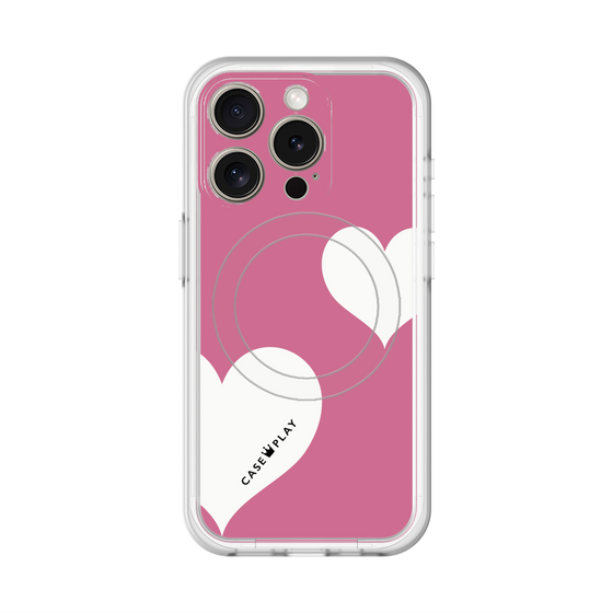 スリムプロテクションプレミアムケース with MagSafe［ Two Hearts - Pink ］