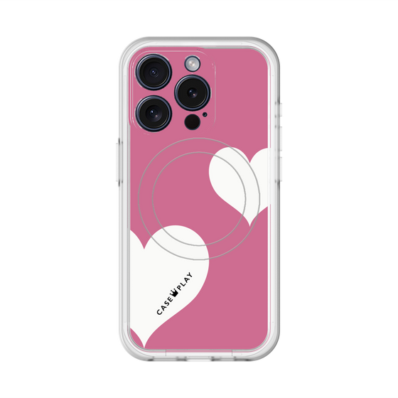 スリムプロテクションプレミアムケース with MagSafe［ Two Hearts - Pink ］