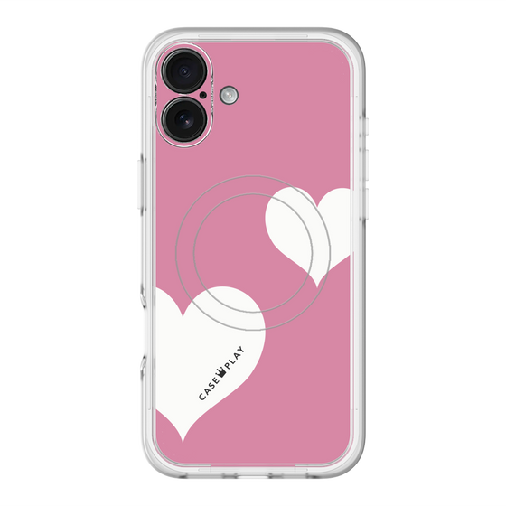 スリムプロテクションプレミアムケース with MagSafe［ Two Hearts - Pink ］