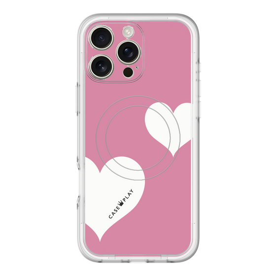 スリムプロテクションプレミアムケース with MagSafe［ Two Hearts - Pink ］