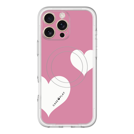 スリムプロテクションプレミアムケース with MagSafe［ Two Hearts - Pink ］
