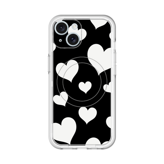 スリムプロテクションプレミアムケース with MagSafe［ Dot Hearts - Black ］