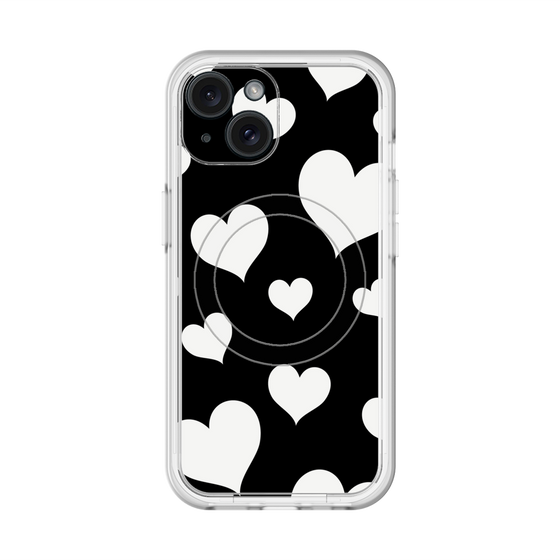 スリムプロテクションプレミアムケース with MagSafe［ Dot Hearts - Black ］
