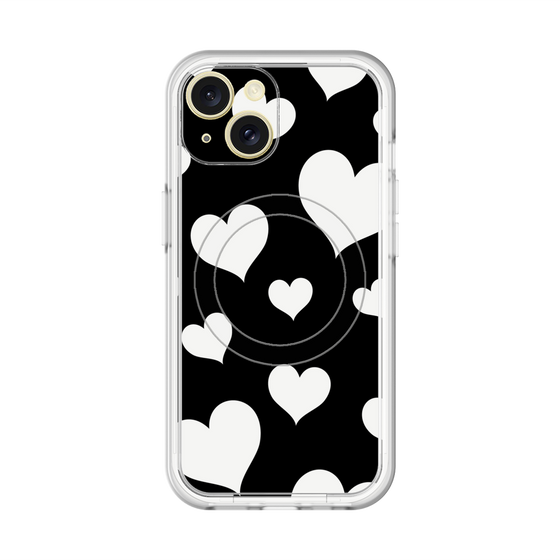 スリムプロテクションプレミアムケース with MagSafe［ Dot Hearts - Black ］