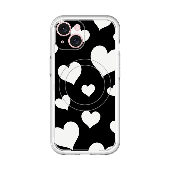 スリムプロテクションプレミアムケース with MagSafe［ Dot Hearts - Black ］