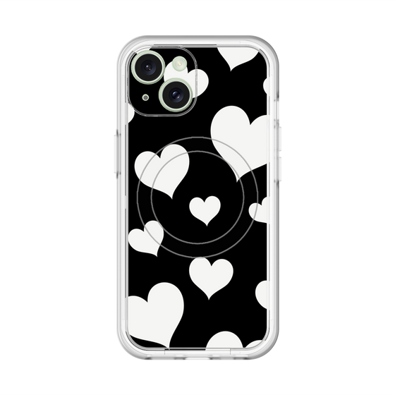 スリムプロテクションプレミアムケース with MagSafe［ Dot Hearts - Black ］