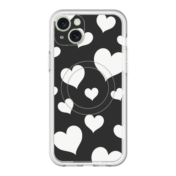 スリムプロテクションプレミアムケース with MagSafe［ Dot Hearts - Black ］