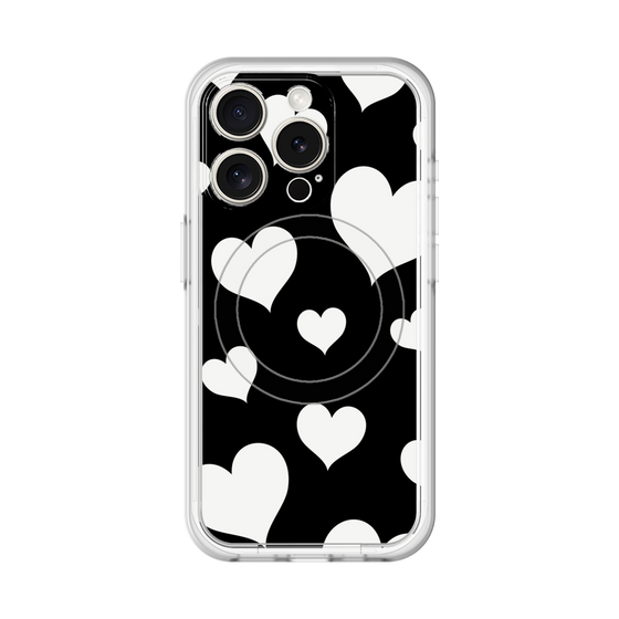 スリムプロテクションプレミアムケース with MagSafe［ Dot Hearts - Black ］