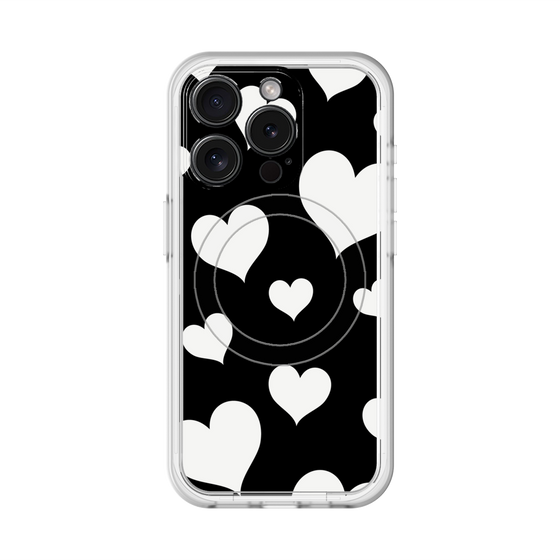 スリムプロテクションプレミアムケース with MagSafe［ Dot Hearts - Black ］