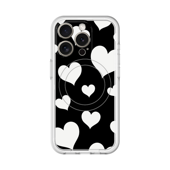 スリムプロテクションプレミアムケース with MagSafe［ Dot Hearts - Black ］