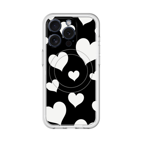 スリムプロテクションプレミアムケース with MagSafe［ Dot Hearts - Black ］