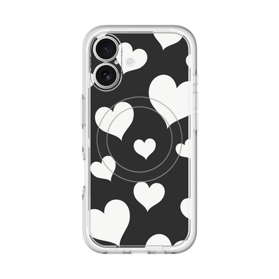 スリムプロテクションプレミアムケース with MagSafe［ Dot Hearts - Black ］