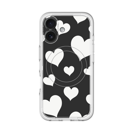 スリムプロテクションプレミアムケース with MagSafe［ Dot Hearts - Black ］
