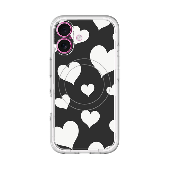 スリムプロテクションプレミアムケース with MagSafe［ Dot Hearts - Black ］