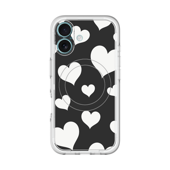 スリムプロテクションプレミアムケース with MagSafe［ Dot Hearts - Black ］