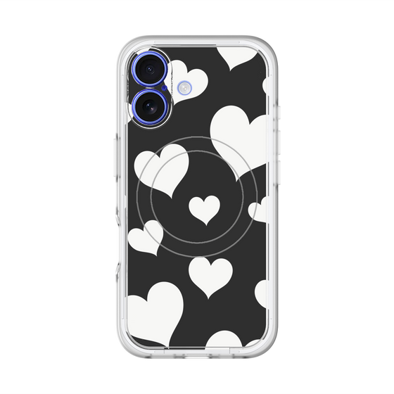 スリムプロテクションプレミアムケース with MagSafe［ Dot Hearts - Black ］