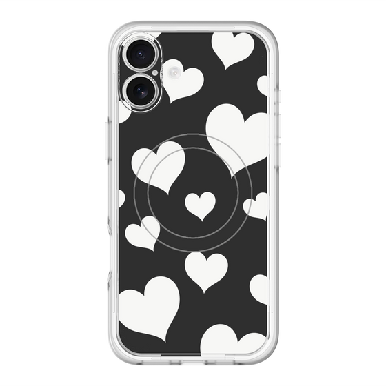 スリムプロテクションプレミアムケース with MagSafe［ Dot Hearts - Black ］