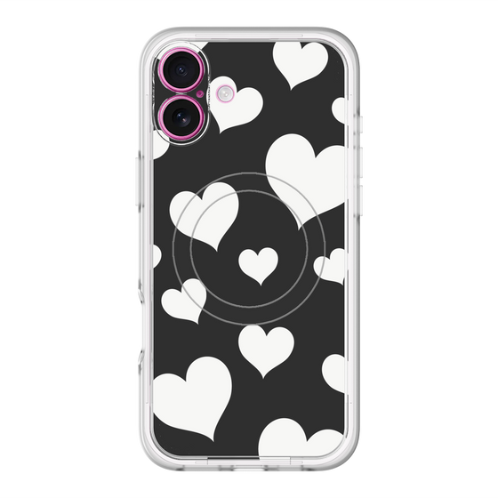 スリムプロテクションプレミアムケース with MagSafe［ Dot Hearts - Black ］