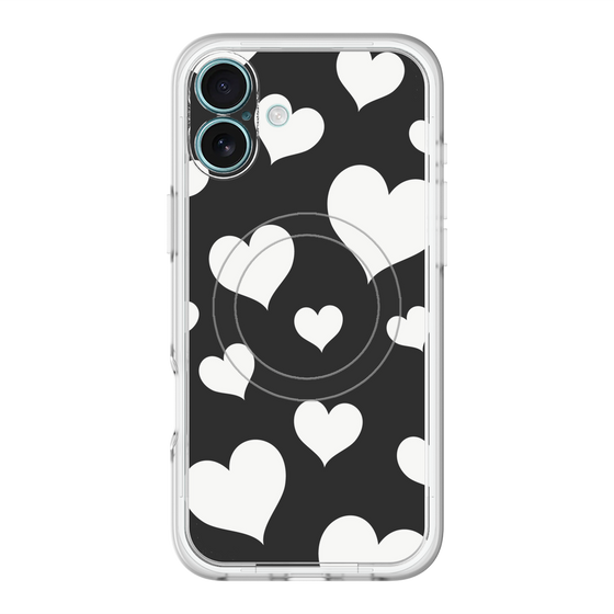 スリムプロテクションプレミアムケース with MagSafe［ Dot Hearts - Black ］
