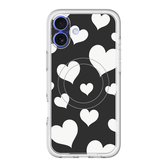 スリムプロテクションプレミアムケース with MagSafe［ Dot Hearts - Black ］