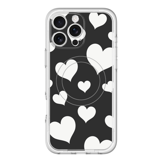 スリムプロテクションプレミアムケース with MagSafe［ Dot Hearts - Black ］