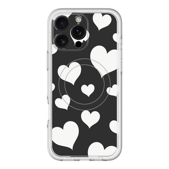 スリムプロテクションプレミアムケース with MagSafe［ Dot Hearts - Black ］