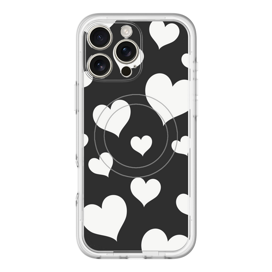 スリムプロテクションプレミアムケース with MagSafe［ Dot Hearts - Black ］