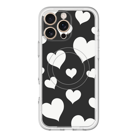 スリムプロテクションプレミアムケース with MagSafe［ Dot Hearts - Black ］