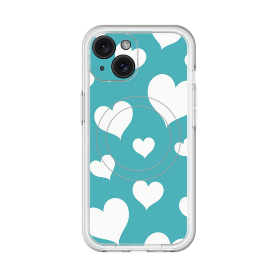 スリムプロテクションプレミアムケース with MagSafe［ Dot Hearts - Blue ］