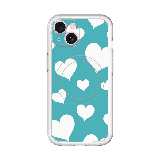 スリムプロテクションプレミアムケース with MagSafe［ Dot Hearts - Blue ］