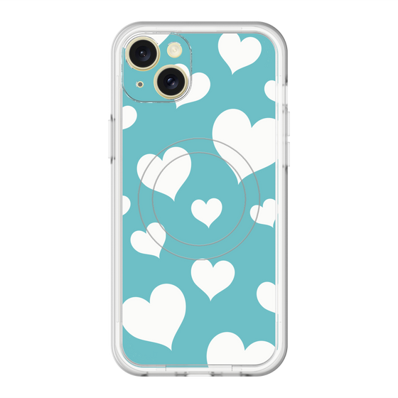 スリムプロテクションプレミアムケース with MagSafe［ Dot Hearts - Blue ］