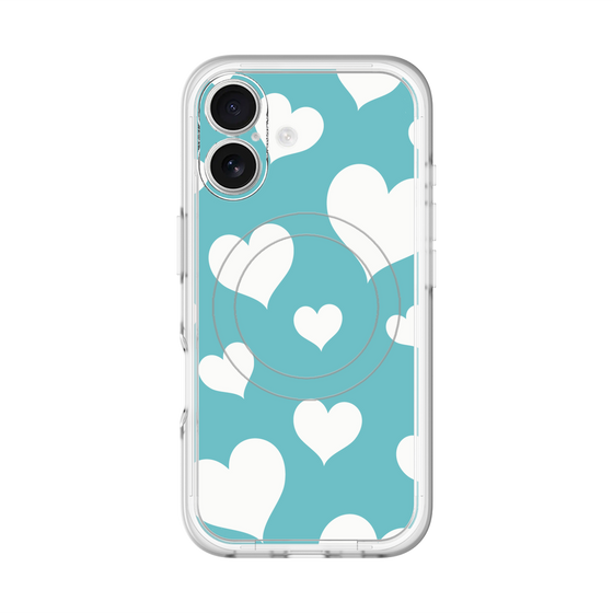 スリムプロテクションプレミアムケース with MagSafe［ Dot Hearts - Blue ］