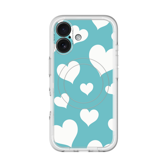スリムプロテクションプレミアムケース with MagSafe［ Dot Hearts - Blue ］