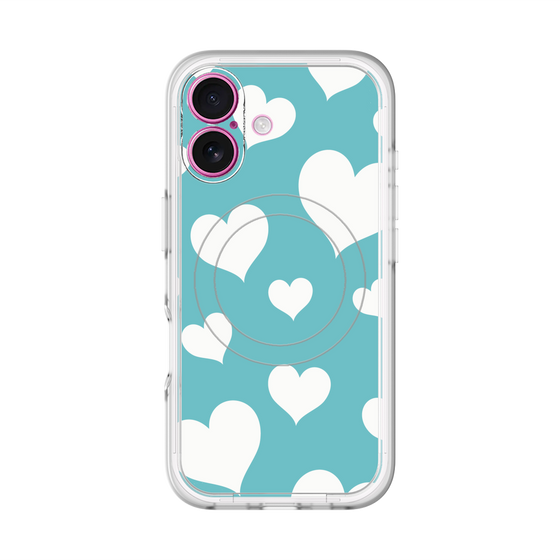 スリムプロテクションプレミアムケース with MagSafe［ Dot Hearts - Blue ］